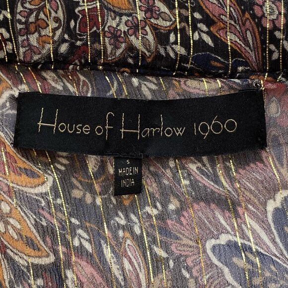 House of Harlow x Revolve Rust Floral Marella Metallic Cropped Blouse Size Small - Picture 12 of 16
